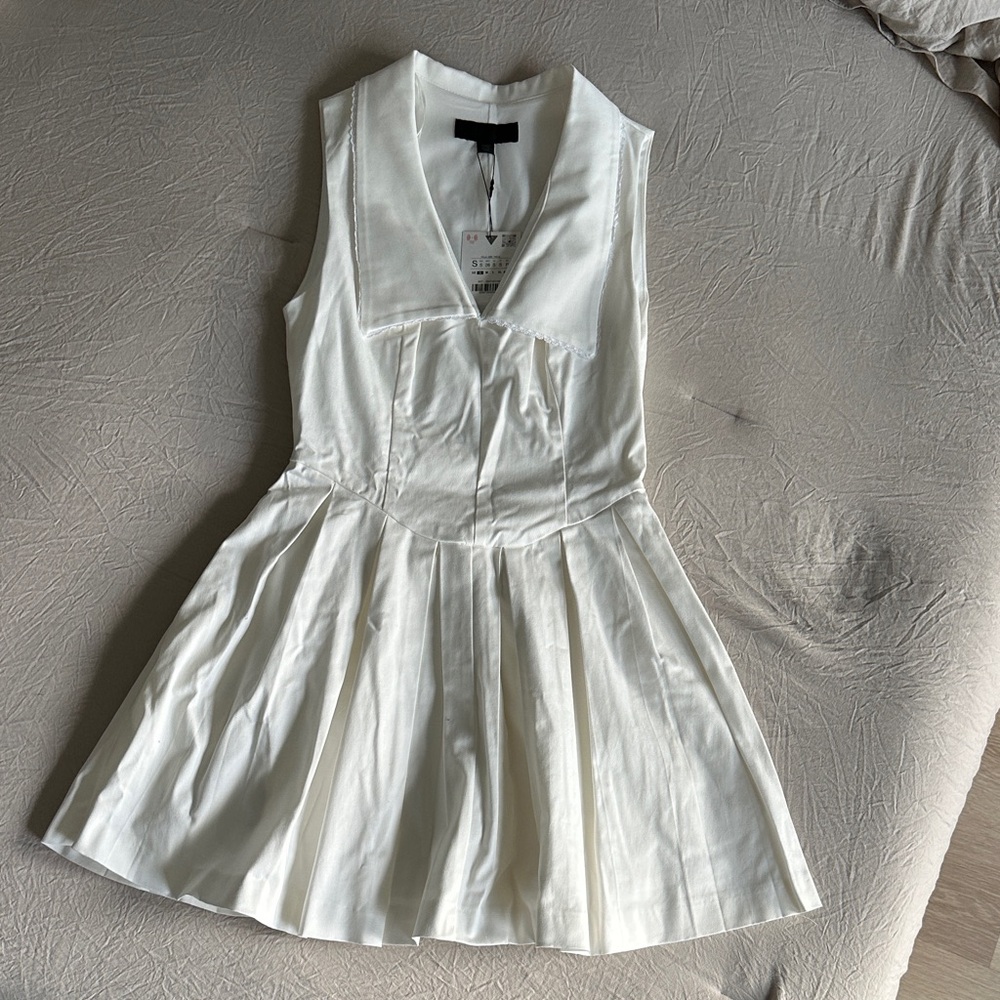 Zara White Sleeveless Pleated Dress - NWT - Size Small